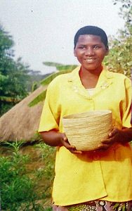 Basket Rachael made for resale, Kyangwali micro-finance, Peopleweaver
